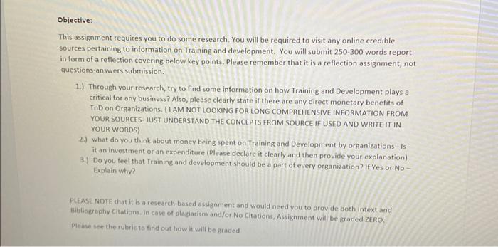 Objective: This assignment requires you to do