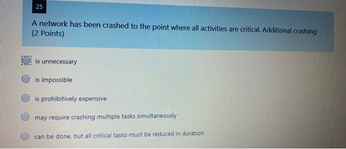 25 A network has been crashed to the point where