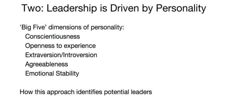 Personality approaches to leadership differ