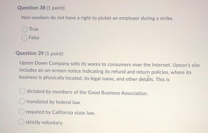 Question 38 (1 point) Non-workers do not have a