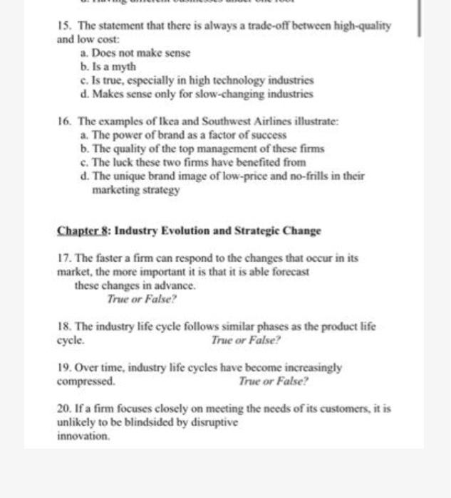 15. The statement that there is always a