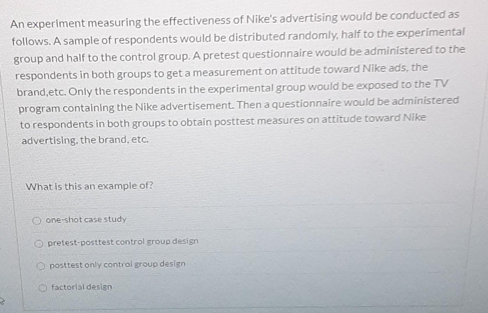 An experiment measuring the effectiveness of