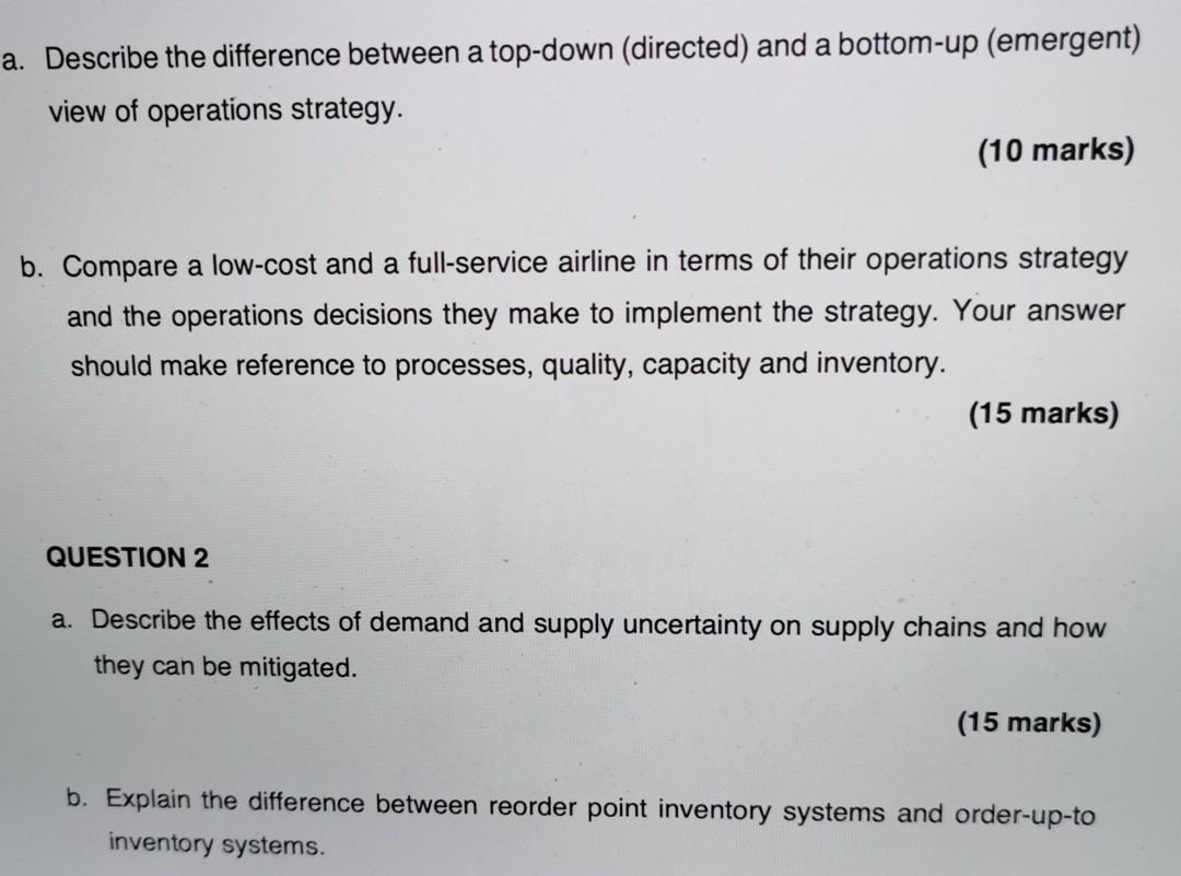 a. Describe the difference between a top-down