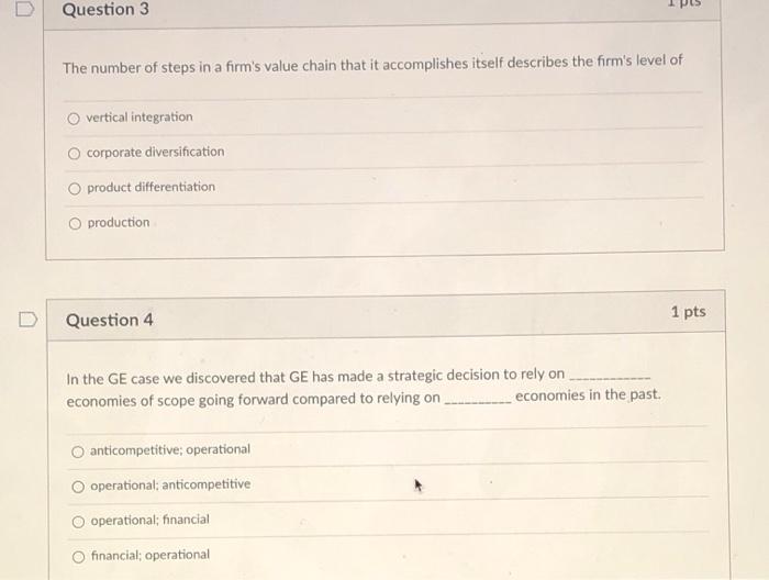 Question 3 The number of steps in a firm's value
