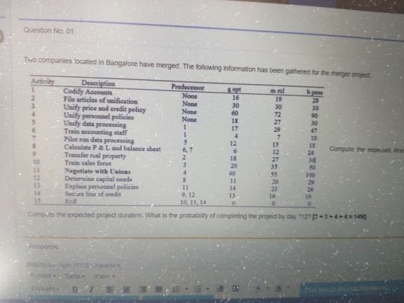 epm Question No: 01 Two companies located in