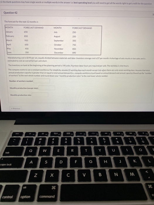 in the blank questions may have single words or