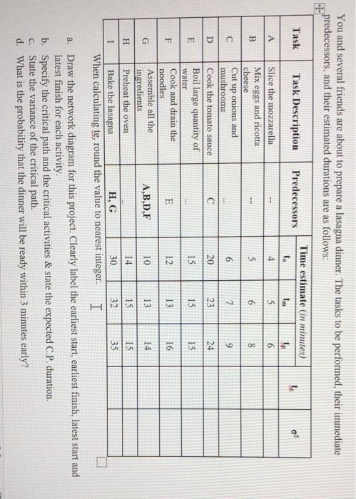 You and several friends are about to prepare a