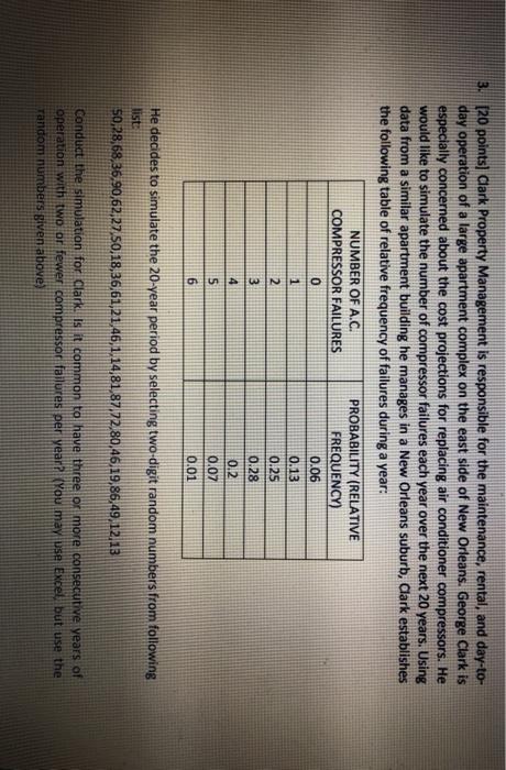 3. [20 points) Clark Property Management is