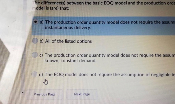 he difference(s) between the basic EOQ model and