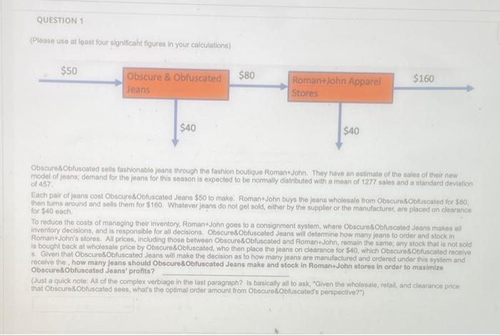 QUESTION 1 (Please use at last four significant