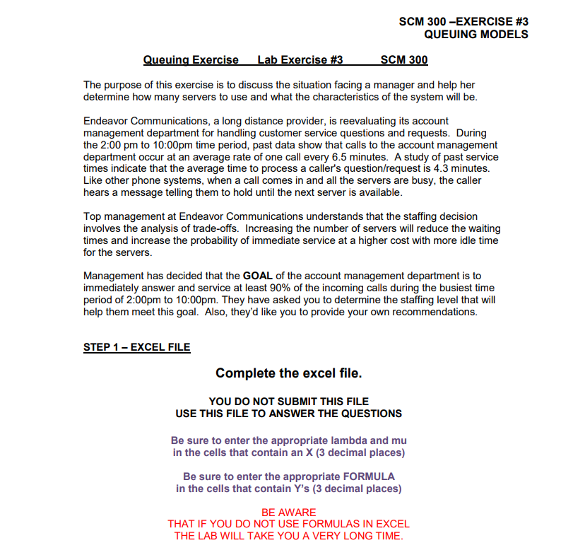 Use cells B2 and B3 to calculate Lambda and Mu.