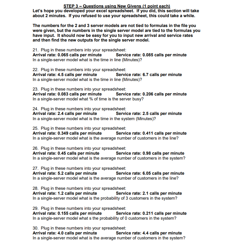 Use cells B2 and B3 to calculate Lambda and Mu.