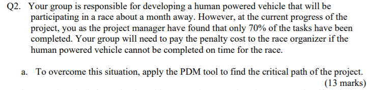 Q2. Your group is responsible for developing a