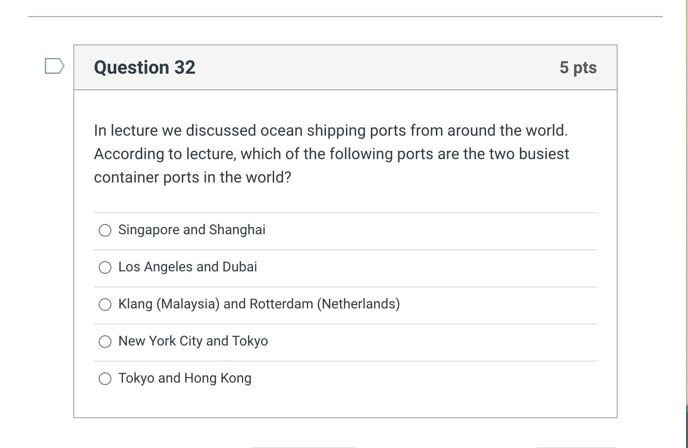 i only need the answer, thank you! Question 30 5