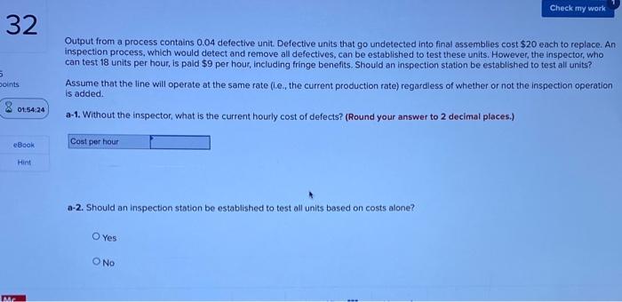 Check my work 32 Output from a process contains