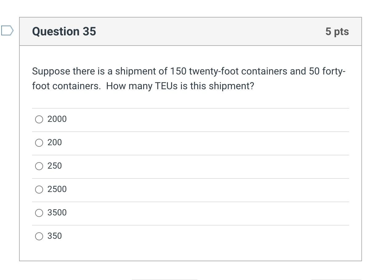 i only need the answer, thank you! Question 30 5