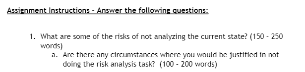 Assignment Instructions - Answer the following