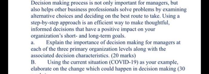 Decision making process is not only important for