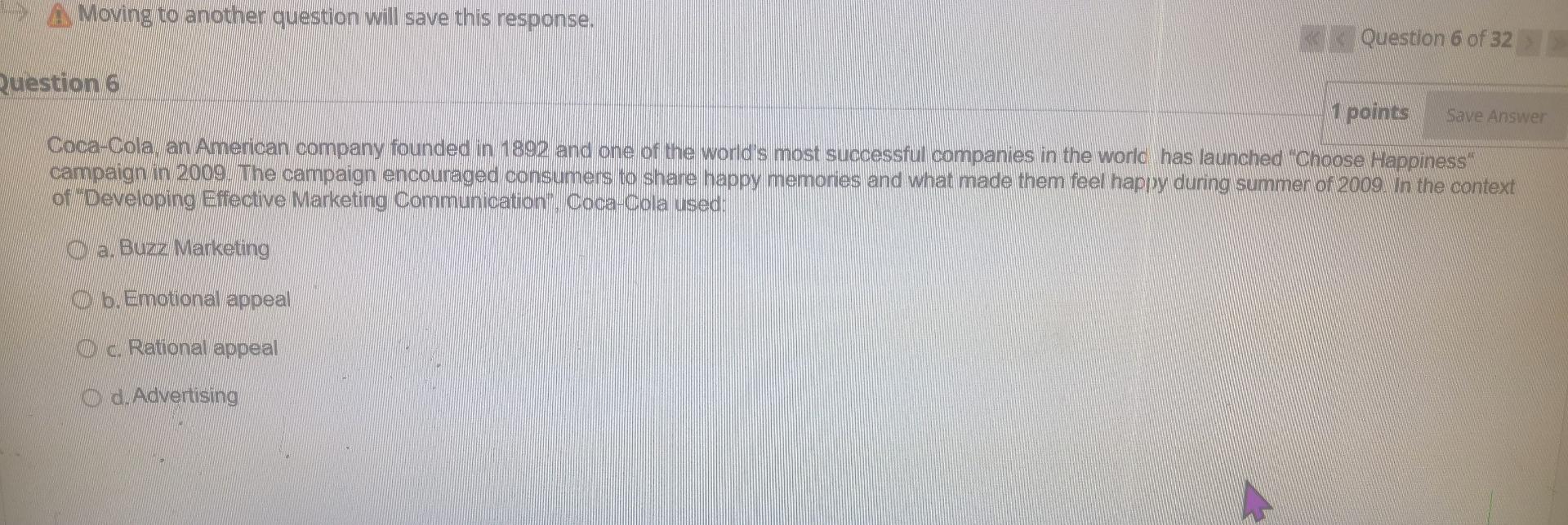 Q6 Moving to another question will save this