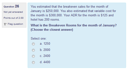 Question 26 Not yet answered Points out of 2.00
