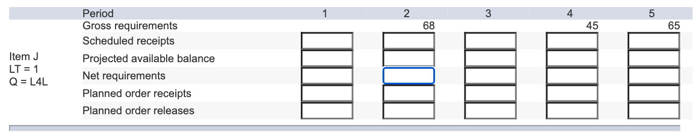 Problem 9-10 In the following MRP planning