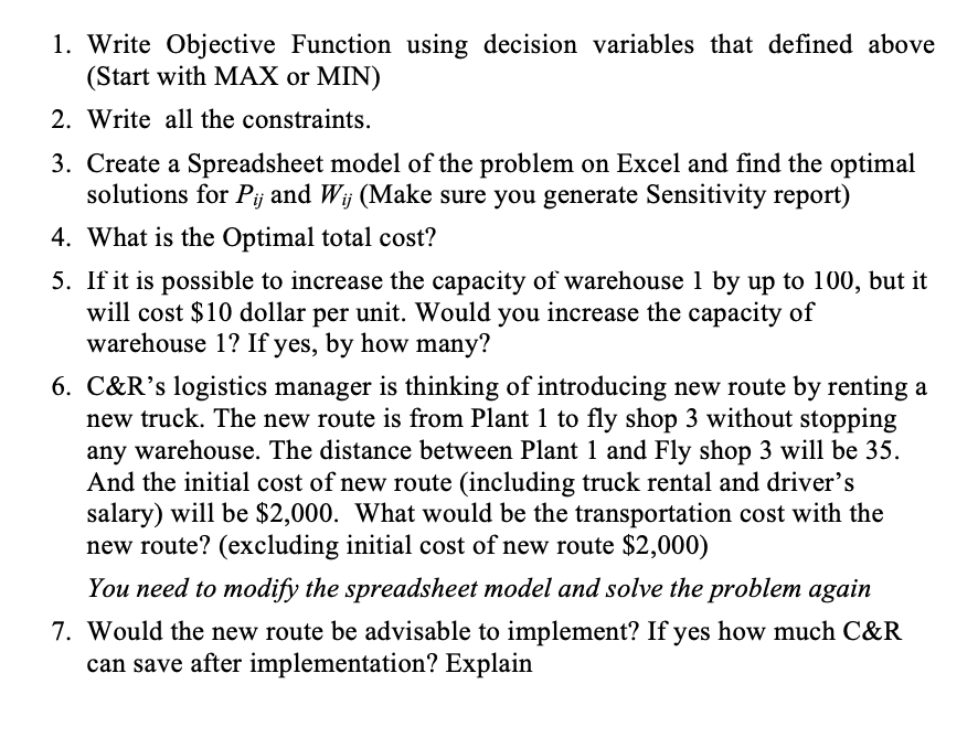 Please solve the problem with the excel solver as