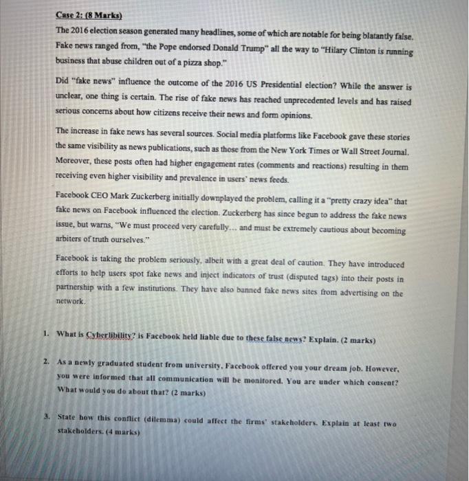 its ethical please answer asap ! Case 2: (8