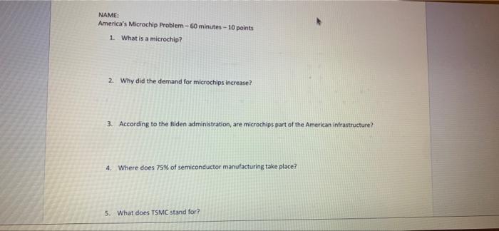 NAME: America's Microchip Problem - 60 minutes -