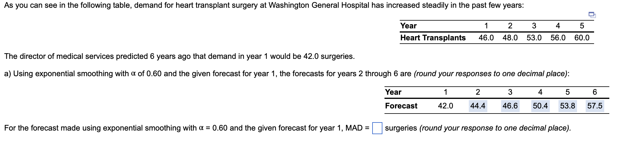 As you can see in the following table, demand for