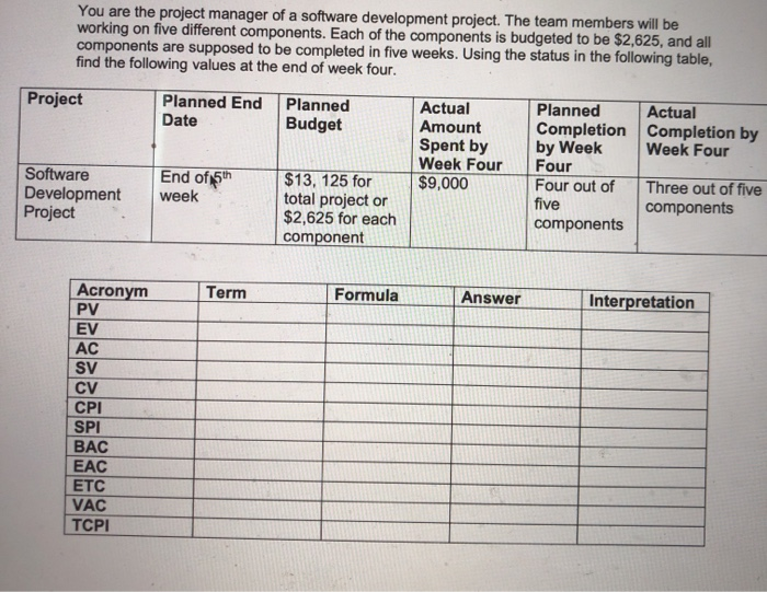 You are the project manager of a software