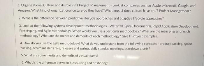 1. Organizational Culture and its role in IT