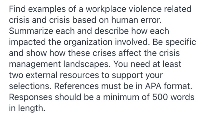 Find examples of a workplace violence related
