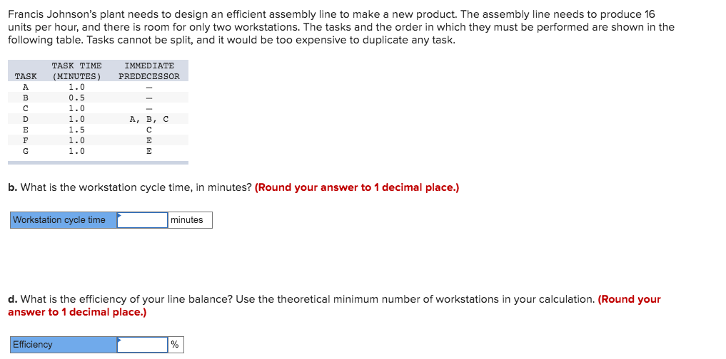 Francis Johnson's plant needs to design an