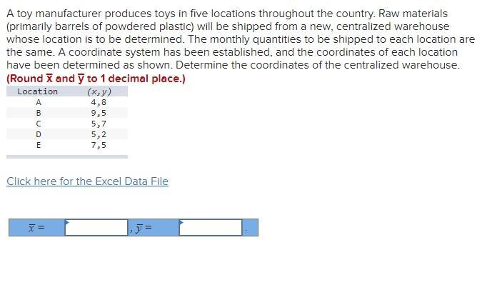 A toy manufacturer produces toys in five