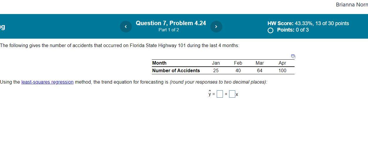 The following gives the number of accidents that