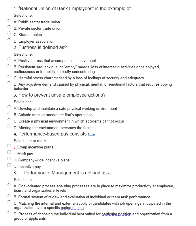 1. National Union of Bank Employees" is the