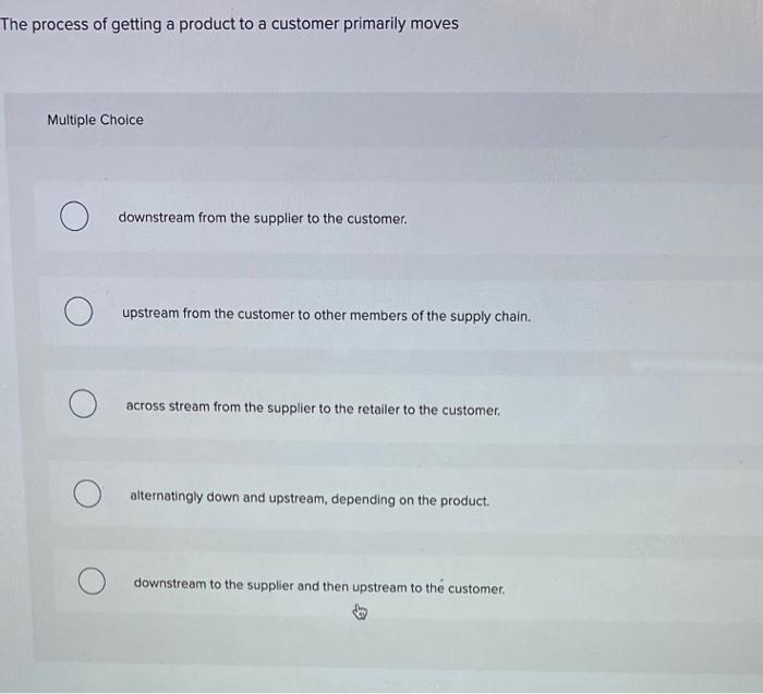 The process of getting a product to a customer