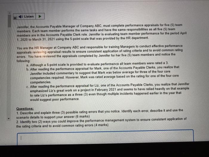 Listen Jennifer, the Accounts Payable Manager of