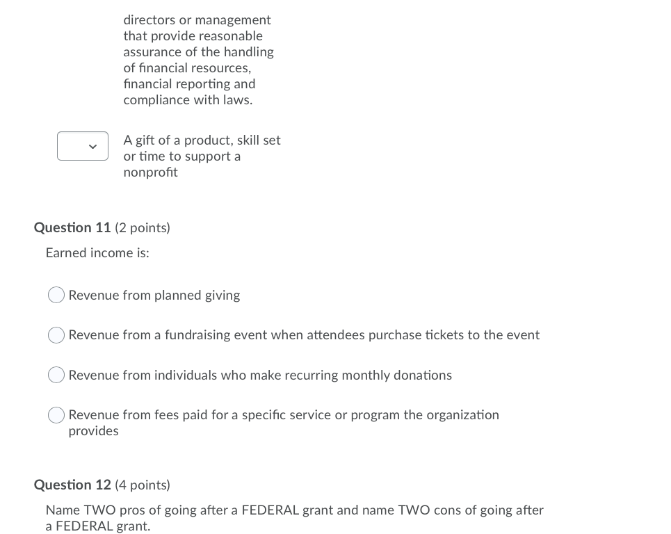 Question 9 (2 points) Which of the following