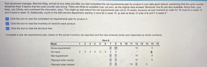 Your stockroom manager, Mehmet Altag, arrived at