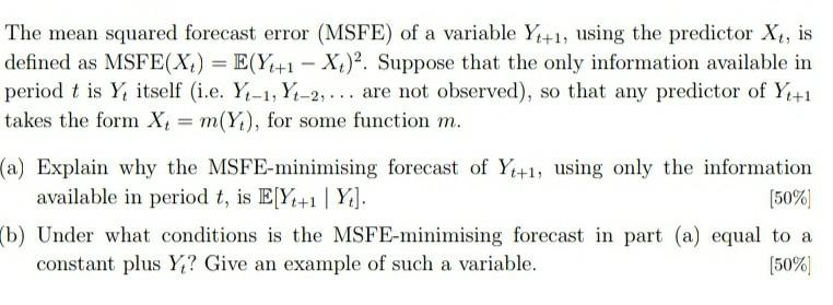 Same with Photo The mean squared forecast error