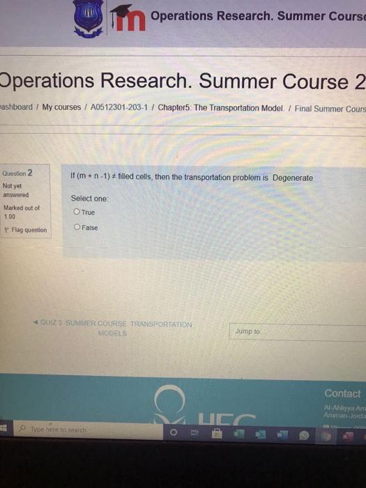 Operations Research. Summer Course Operations