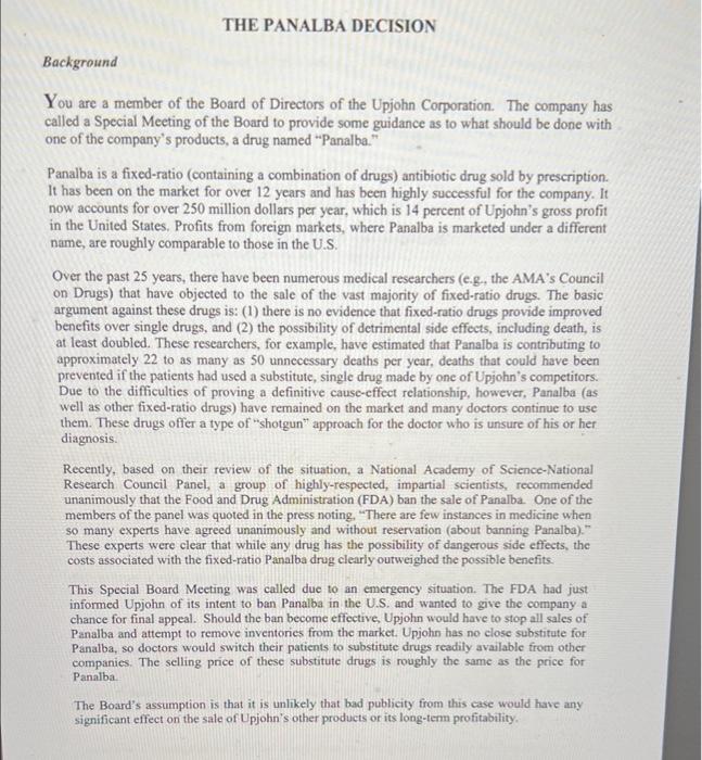 Read the attached case, "The Panalba Decision."