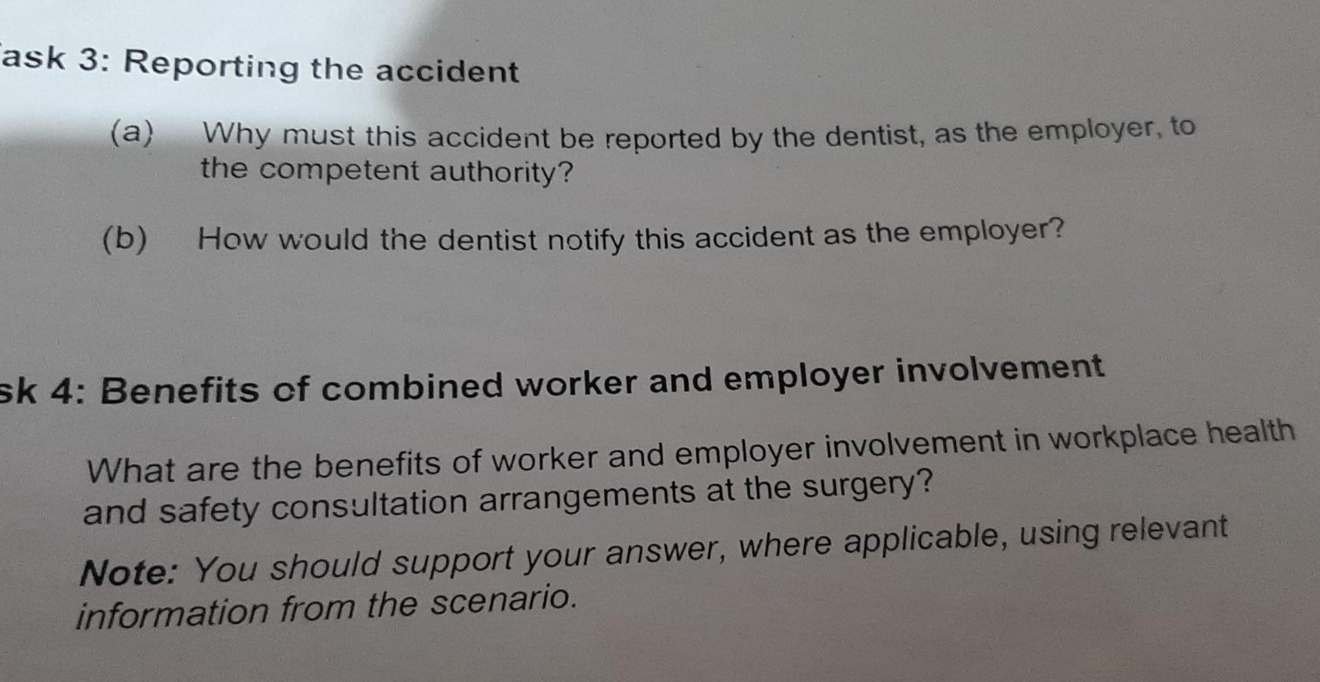 Sk 3: Reporting the accident (a) Why must this