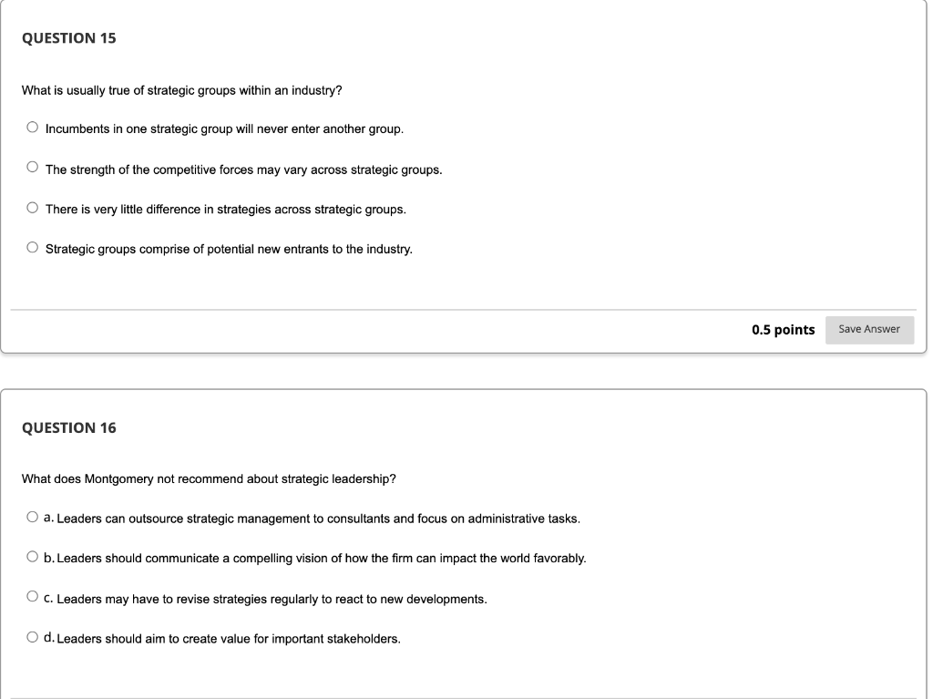QUESTION 15 What is usually true of strategic