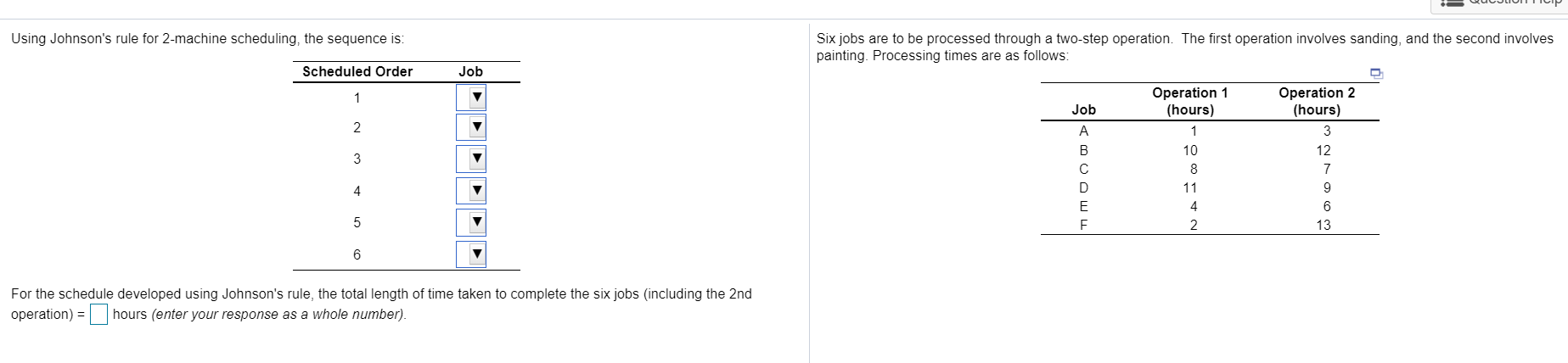 BUCULUMTIP Using Johnson's rule for 2-machine