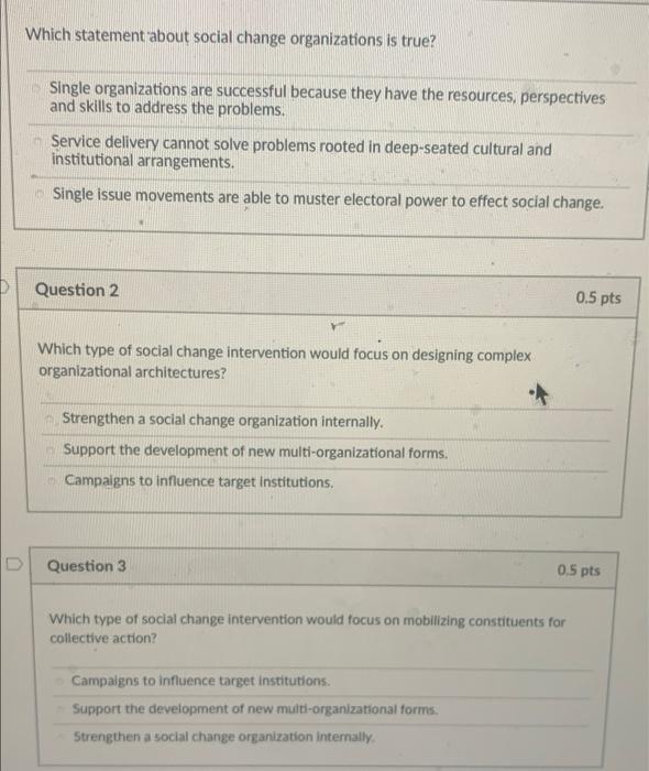 Which statement about social change organizations
