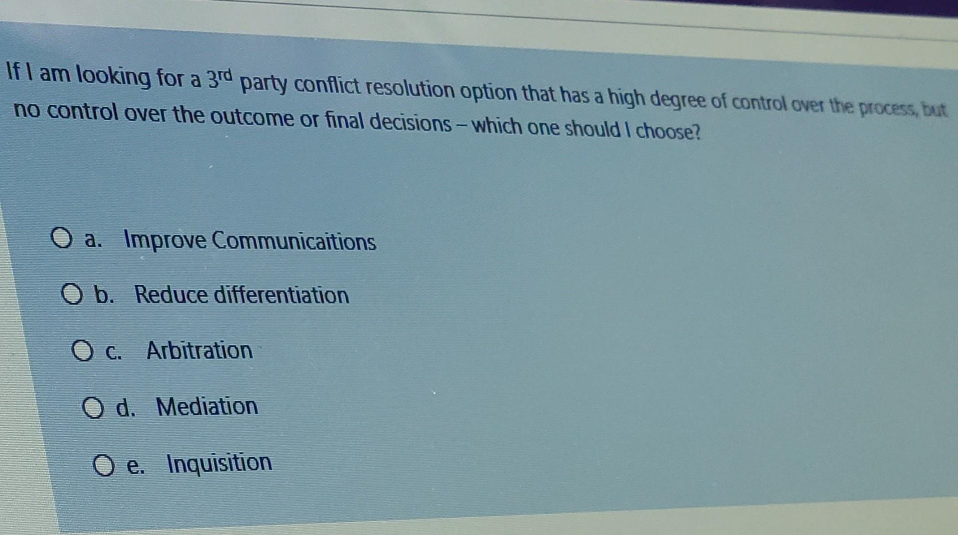 If I am looking for a 3rd party conflict