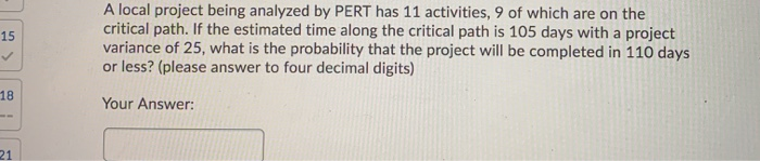 2a) b) A local project being analyzed by PERT has