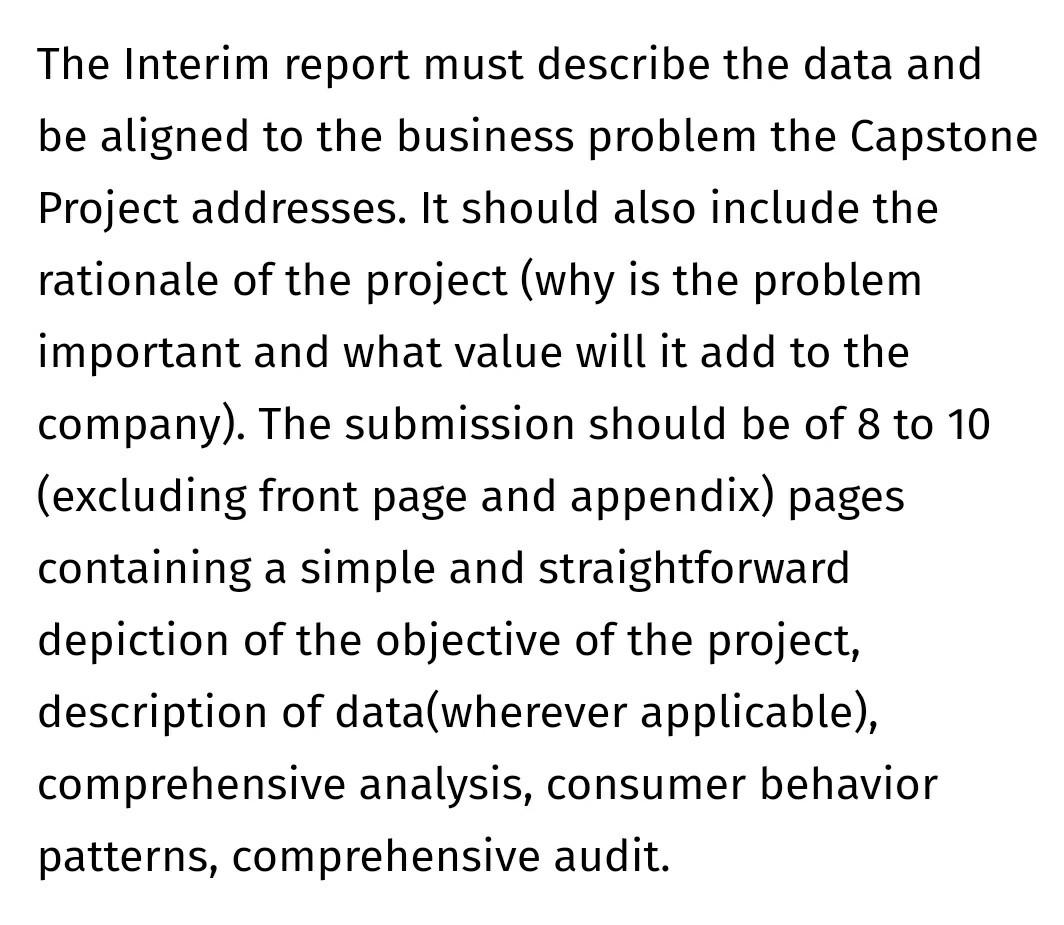 QUESTION PREPARE AN INTERIM REPORT FOR A NEW